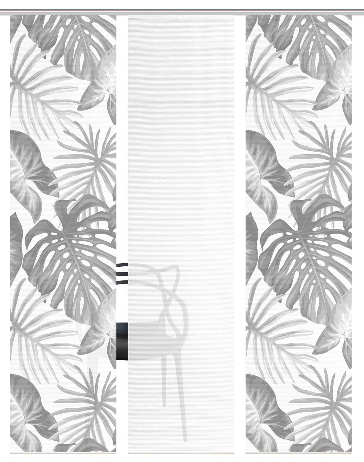 Flächenvorhang Sanja 3er Set - Weiß/Grau, Natur, Textil (60/260cm)