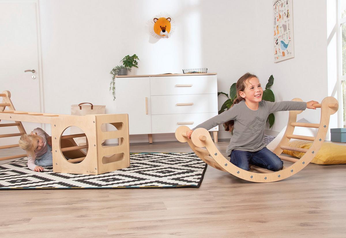 Kletterbogen und Wippe Kari - Birkefarben/Buchefarben, Basics, Holz (104/46cm) - Pinolino