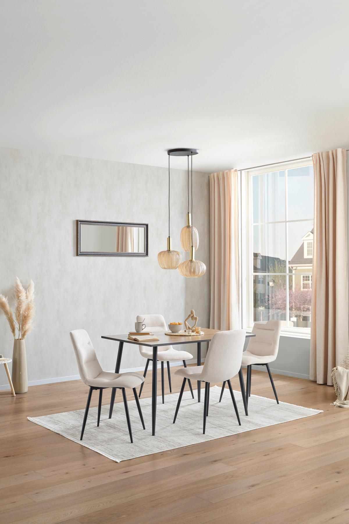 Esstisch Tom 120x76x80 Cm Naturfarben/schwarz - Schwarz/Naturfarben, KONVENTIONELL, Holzwerkstoff/Metall (120/76/80cm)