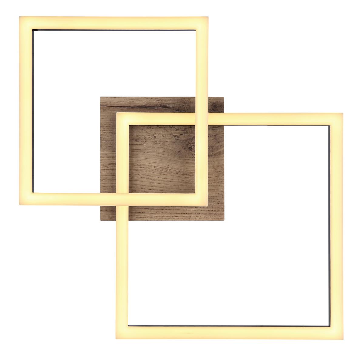 LED-Deckenleuchte 67284-18 Bossy - Dunkelbraun/Schwarz, Natur, Holzwerkstoff/Kunststoff (53/38/9cm) - Globo