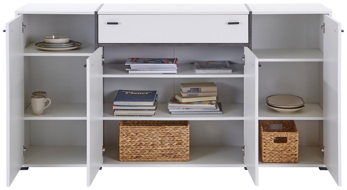 Kommode B: 187,5 Cm Miri, Weiß/betonoptik - MODERN, Holzwerkstoff (187,5/95,8/41,7cm)