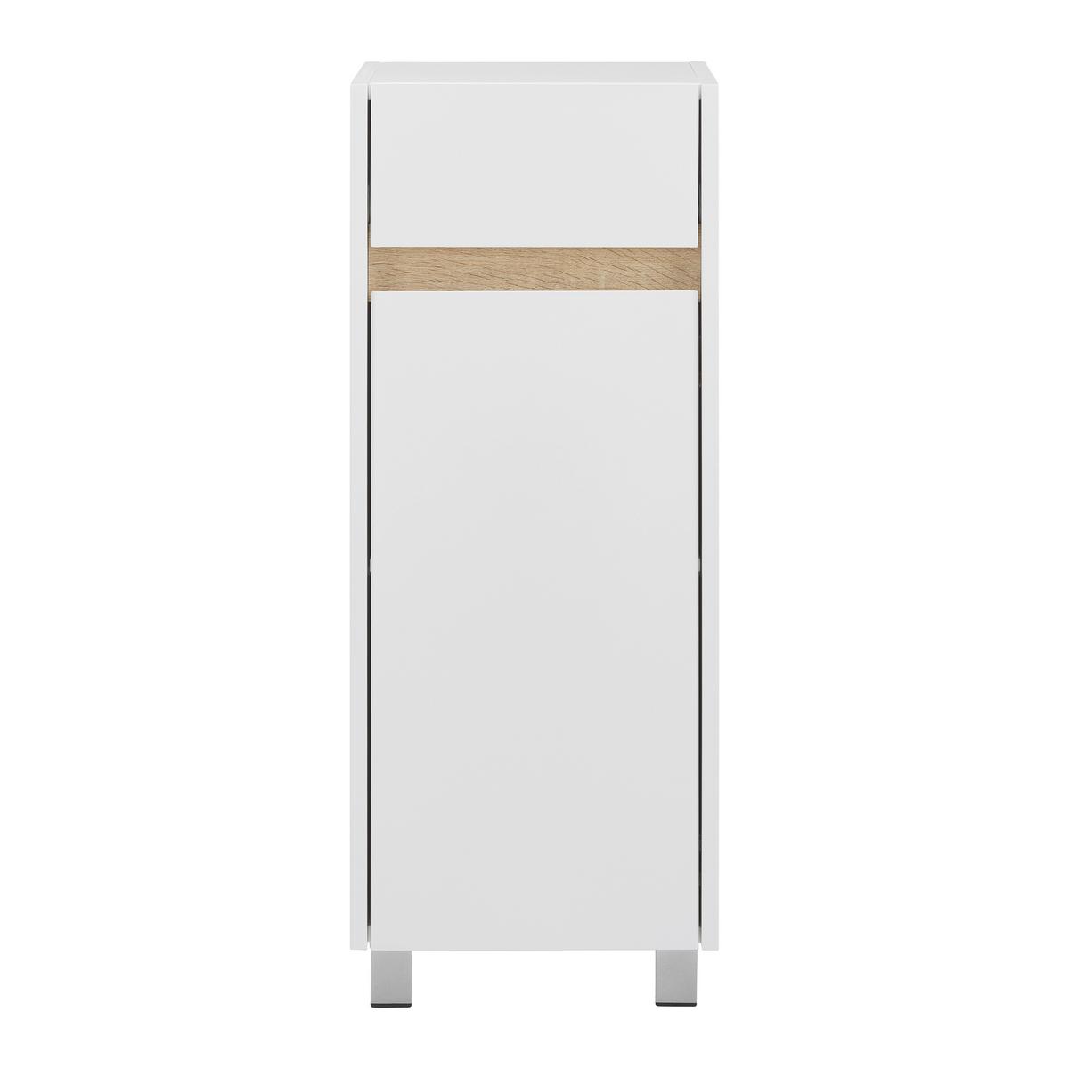 Nízka skrinka MASSIMO biela/borovica - biela/strieborná, Modern, plast (33/85/30cm) - Bessagi Home