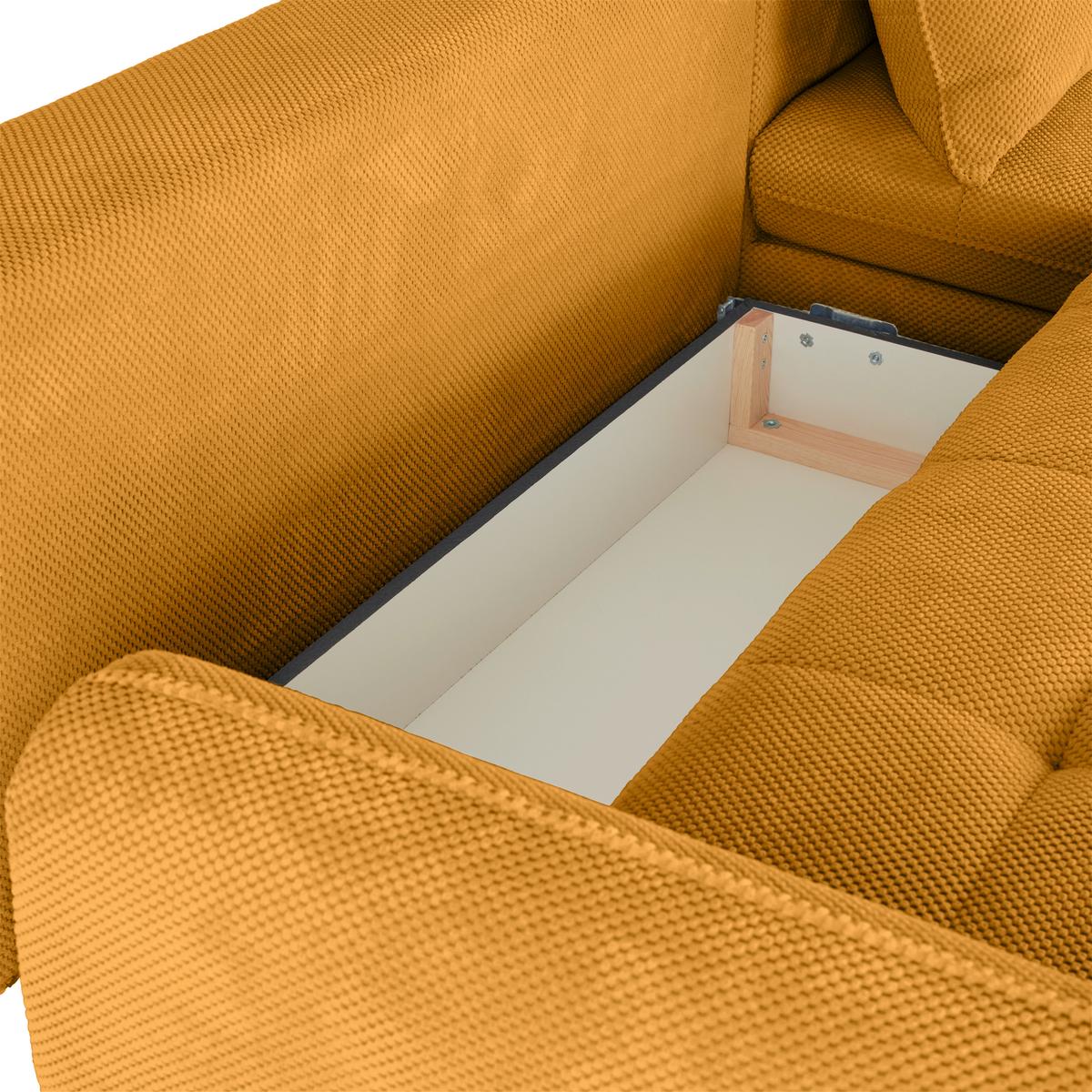 Ecksofa Wave - Senfgelb/Schwarz, MODERN, Holz/Textil (266/189cm)