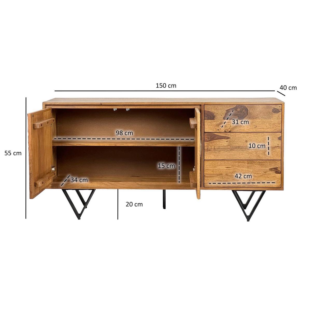 Sideboard Sheeshamfarben B: 150cm - Sheeshamfarben/Multicolor, Design, Holz (150/55/40cm) - MID.YOU