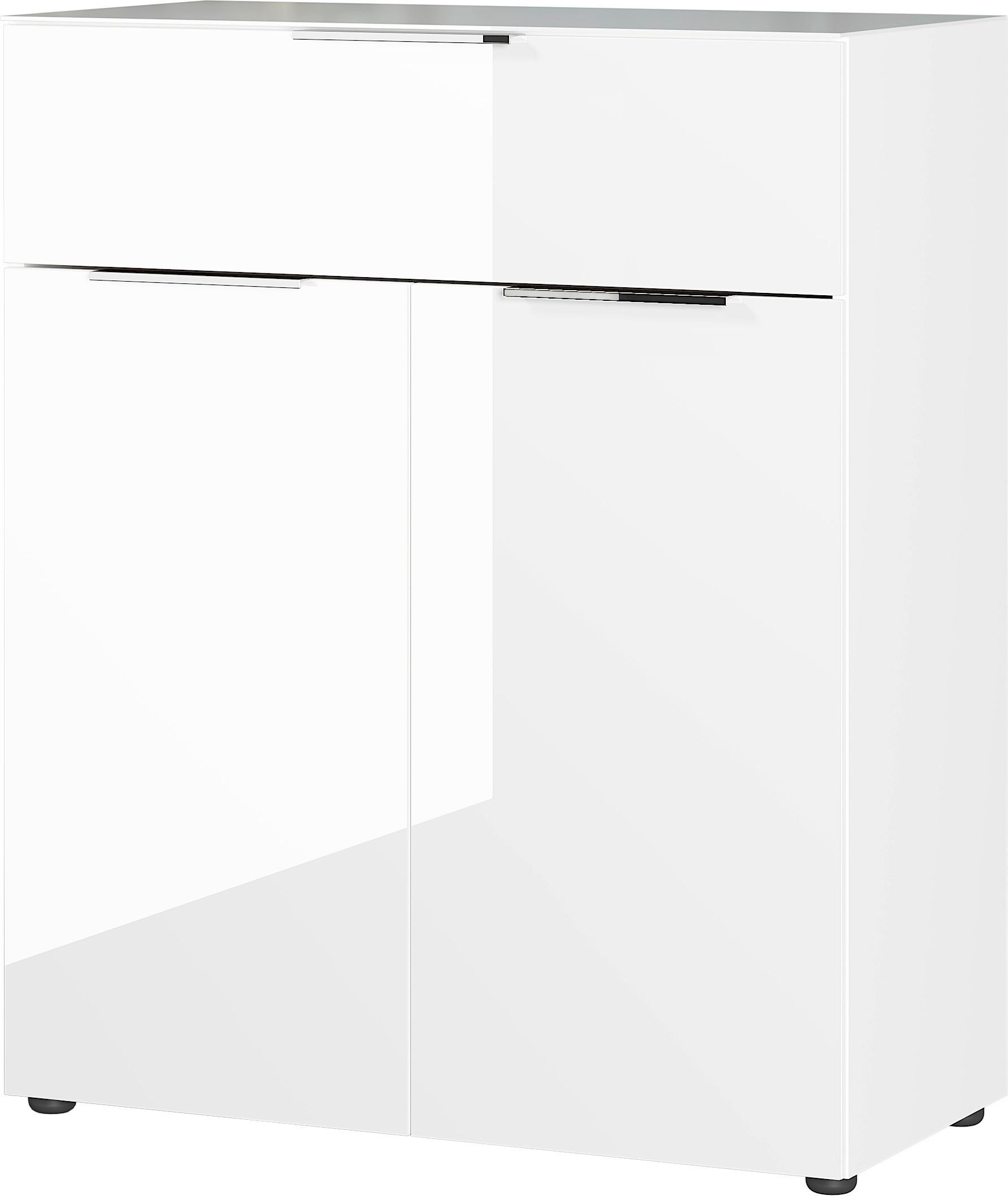 KOMODA OAKLAND - bílá/černá, Moderní, kov/kompozitní dřevo (83/102/42cm) - Premium Living