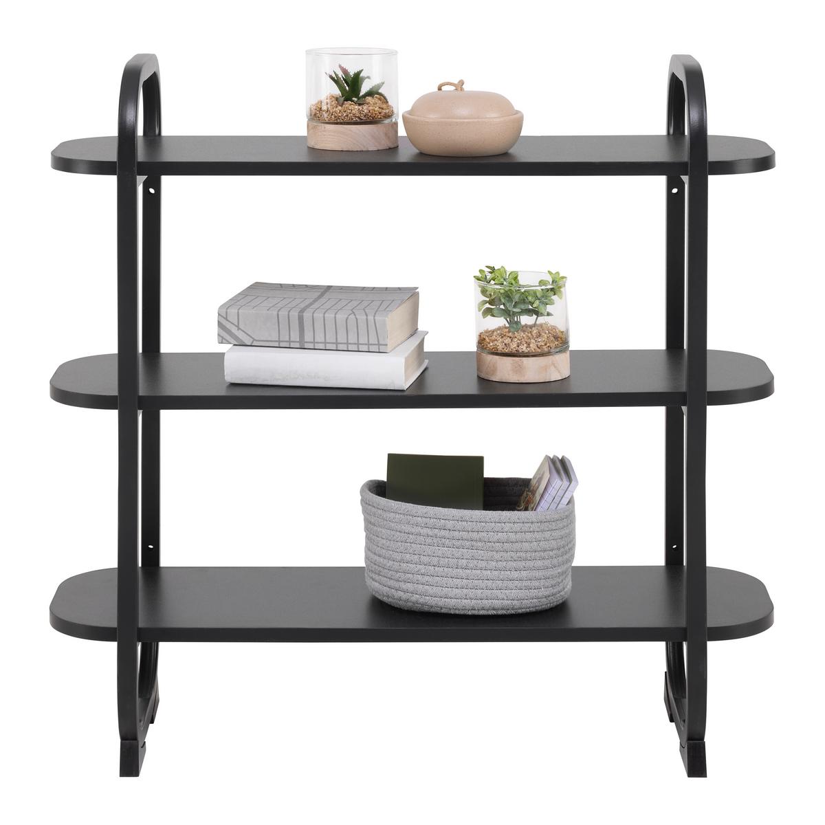 REGÁL BEND -EXKLUSIV- - čierna, Modern, kov/kompozitné drevo (76/72/27cm) - Mömax