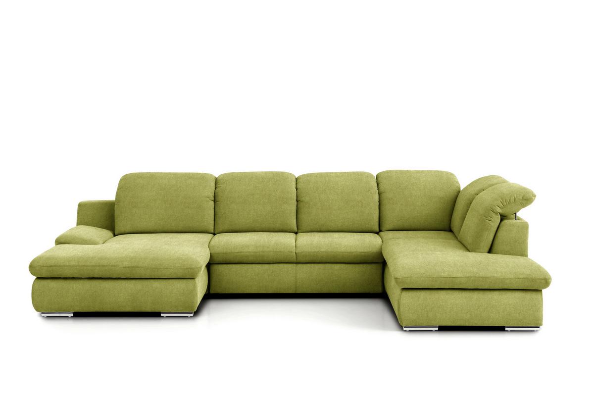 Wohnlandschaft Isona Grün - Chromfarben/Grün, Design, Textil (165/353/212cm) - Livetastic