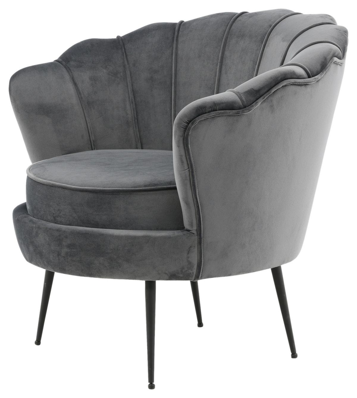 Sessel Calais - Dunkelgrau/Schwarz, Design, Textil/Metall (83/76/77cm) - Livetastic
