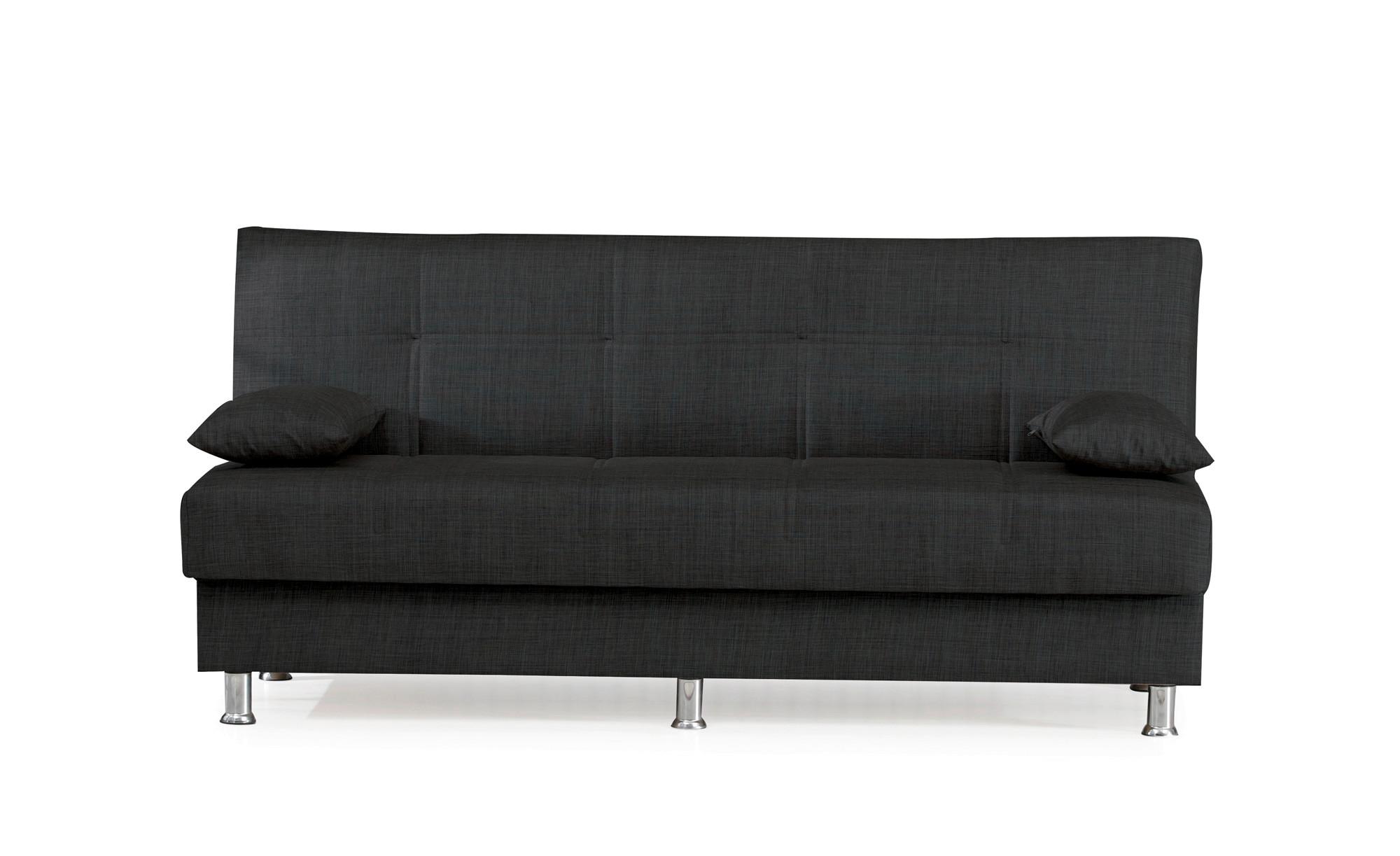 3-Sitzer-Sofa London Mit Schlaffunktion Graublau - Chromfarben/Graublau, Design, Textil (190/89/89cm) - Livetastic