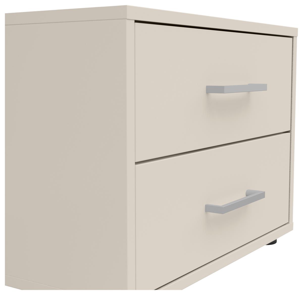 Nachtkästchen Smart II Kaschmir Dekor, 2 Laden,b:50cm - Kaschmir/Silberfarben, KONVENTIONELL, Holzwerkstoff (50/37,7/35cm)