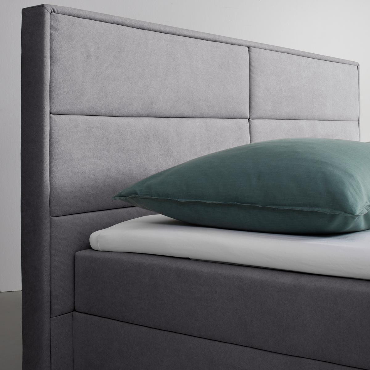 Postel boxspring s toperem, 180x200 cm, sivá - šedá/černá, Moderní, kov/dřevo (180/200cm) - Bessagi Home