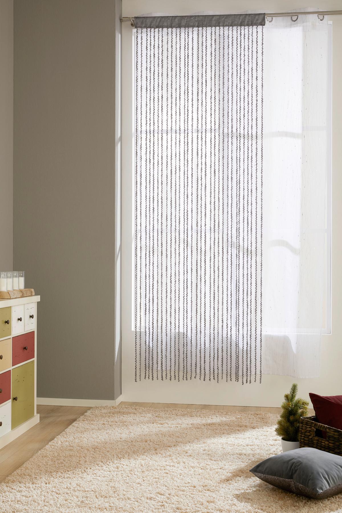 Fadenvorhang + Stangendurchzug Renata 90x245 cm Weiß - Weiß, MODERN, Textil (90/245cm) - Luca Bessoni