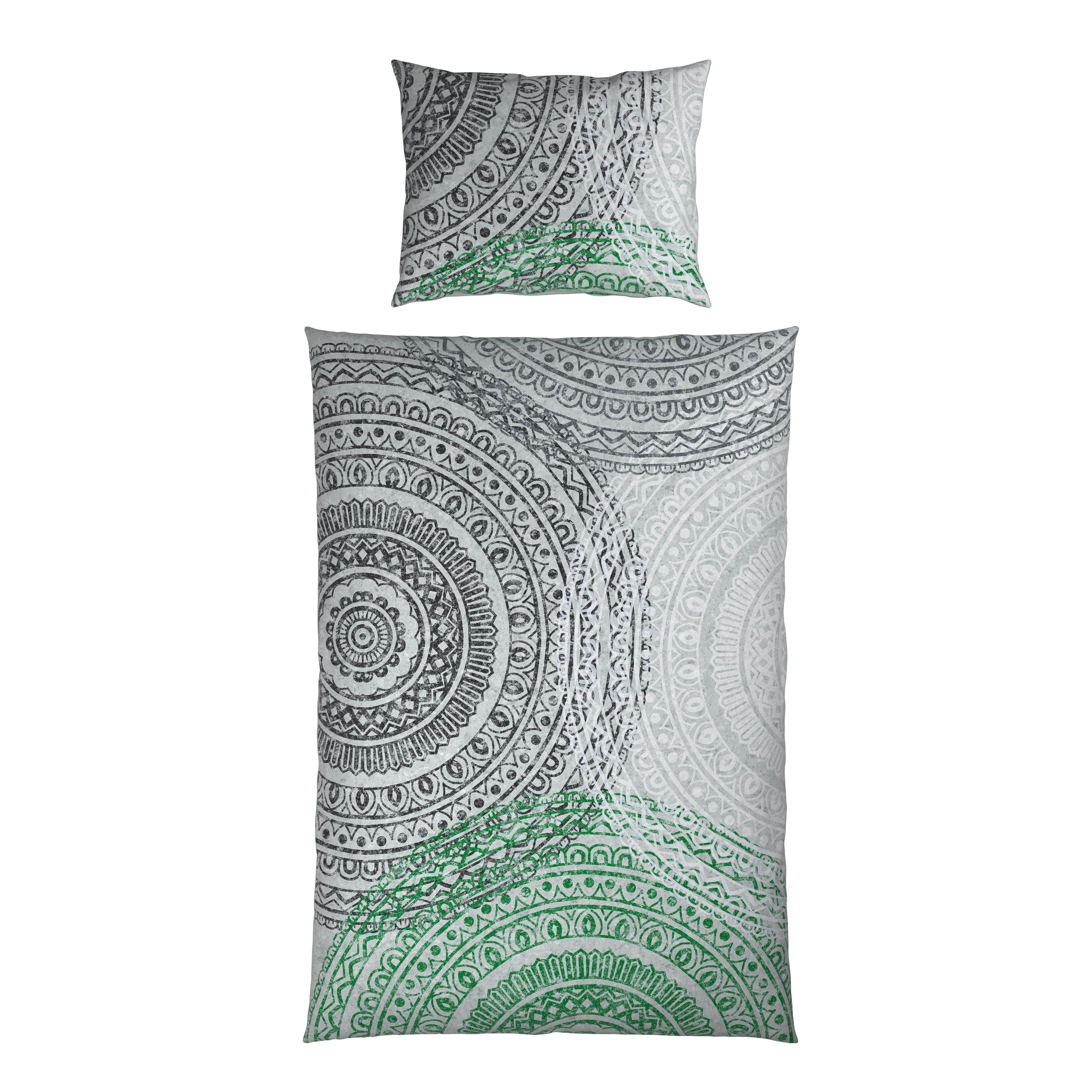 Bettwäsche Java - Grau/Grün, ROMANTIK / LANDHAUS, Textil - James Wood