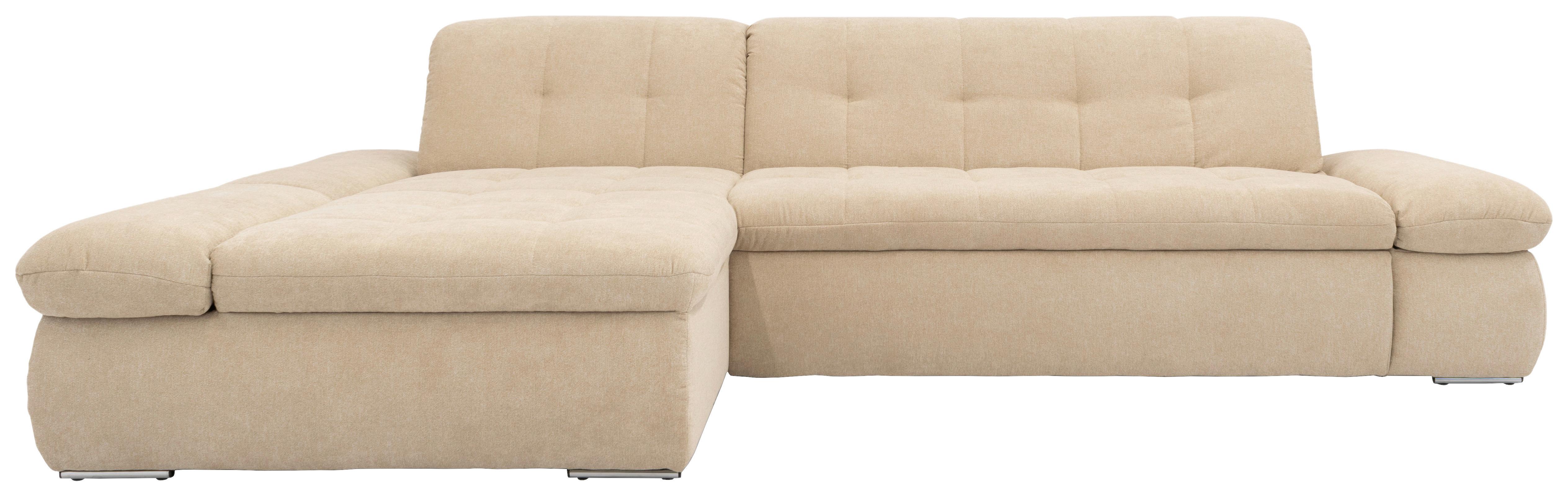 Ecksofa Mit Schlaffunktion Moric Beige Mikrofaser - Chromfarben/Beige, KONVENTIONELL, Textil (172/300cm) - MID.YOU