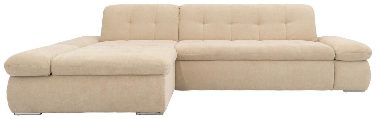 Ecksofa Moric Beige Mikrofaser - Chromfarben/Beige, KONVENTIONELL, Textil (172/300cm) - MID.YOU