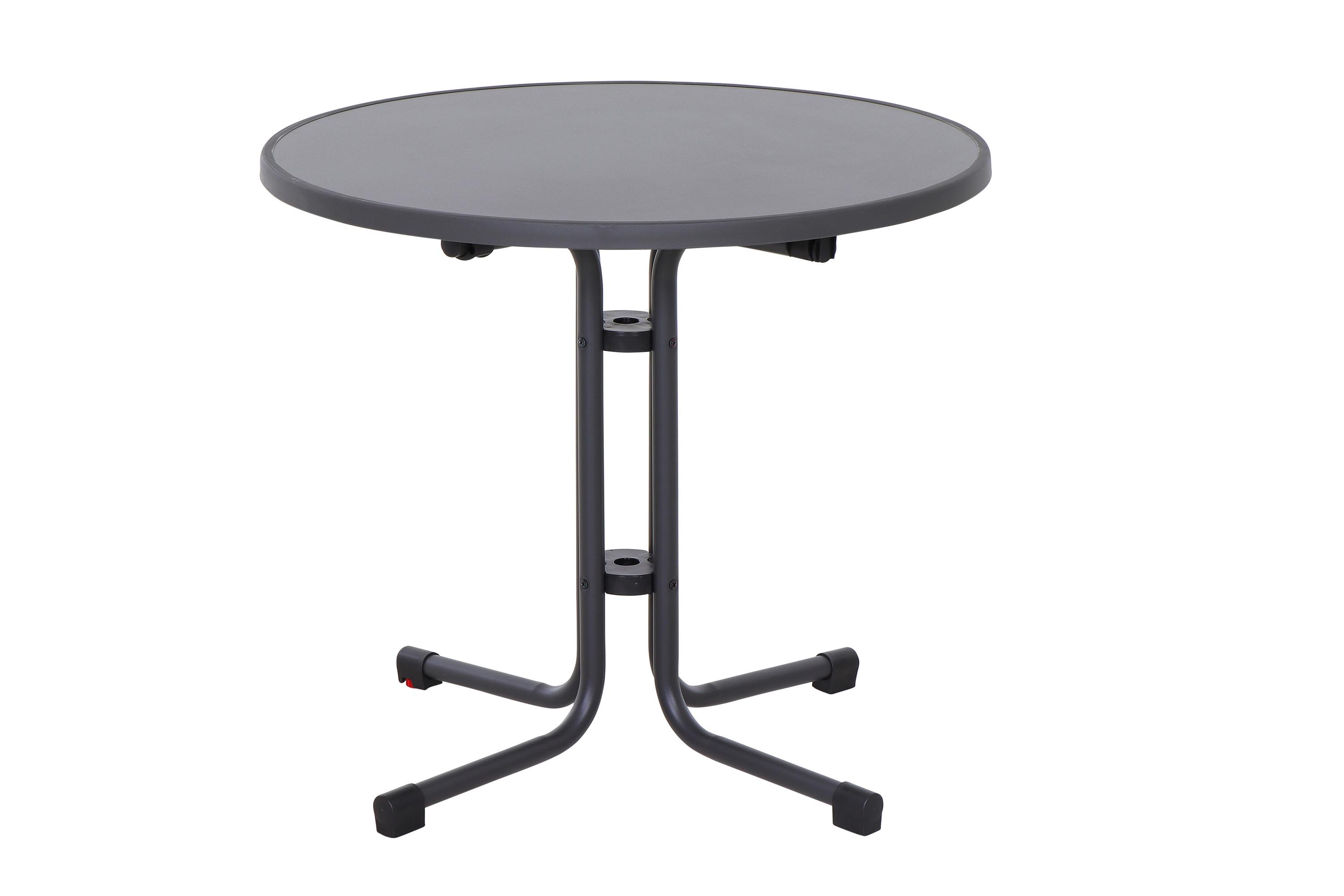 Gartentisch Klappbar Metall/Holzwerkstoff ⌀ 80 cm - Anthrazit, KONVENTIONELL, Holzwerkstoff/Metall (80/71/80cm) - Siena Garden