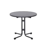Gartentisch klappbar Metall/Holzwerkstoff ⌀ 80 cm - Anthrazit, KONVENTIONELL, Holzwerkstoff/Metall (80/71/80cm) - Siena Garden