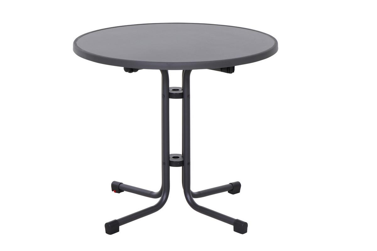 Gartentisch Klappbar Metall/Holzwerkstoff ⌀ 80 cm - Anthrazit, KONVENTIONELL, Holzwerkstoff/Metall (80/71/80cm) - Siena Garden