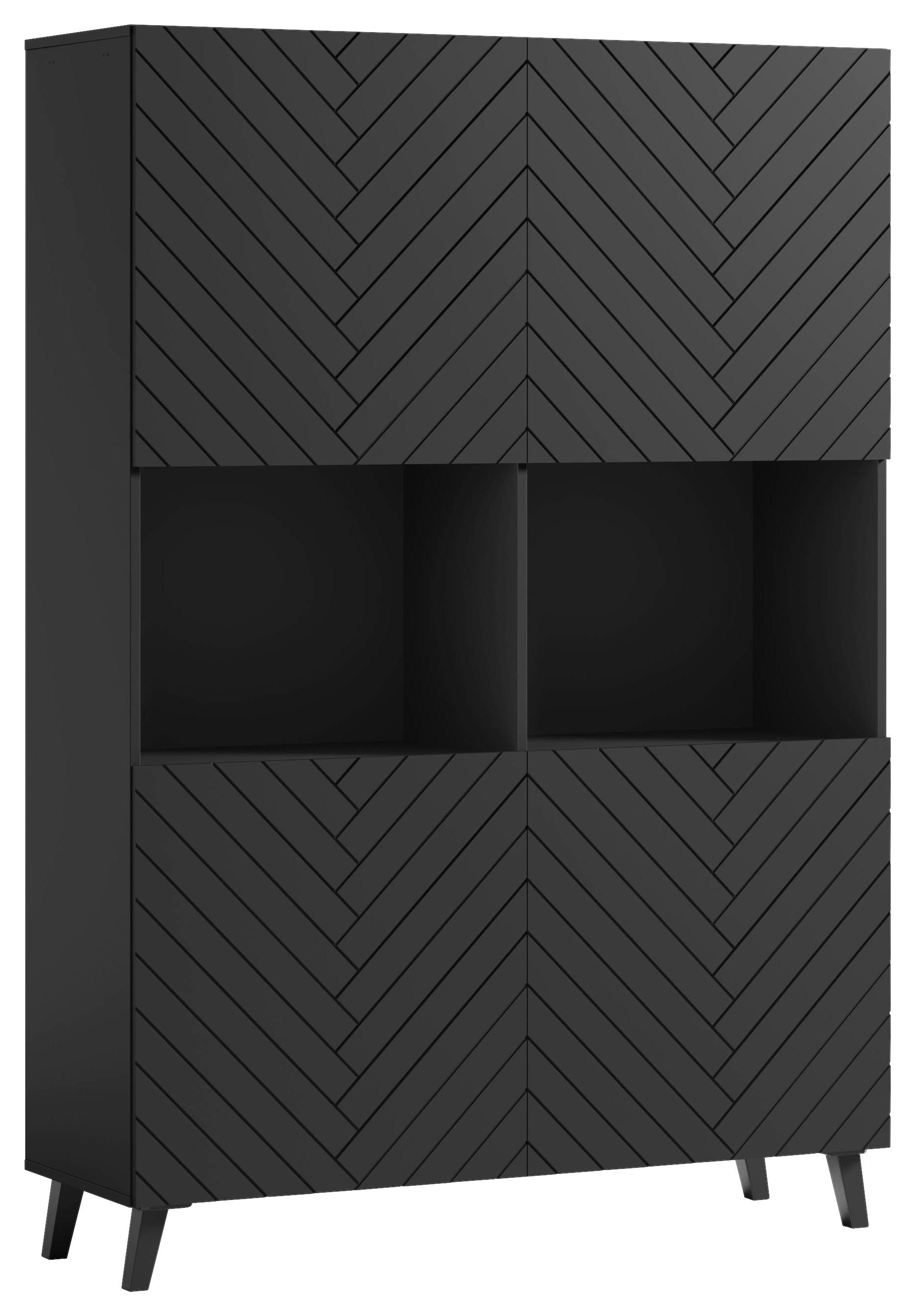 Highboard Phuket Schwarz - Schwarz, Design, Holzwerkstoff (120/172/39,1cm) - Livetastic
