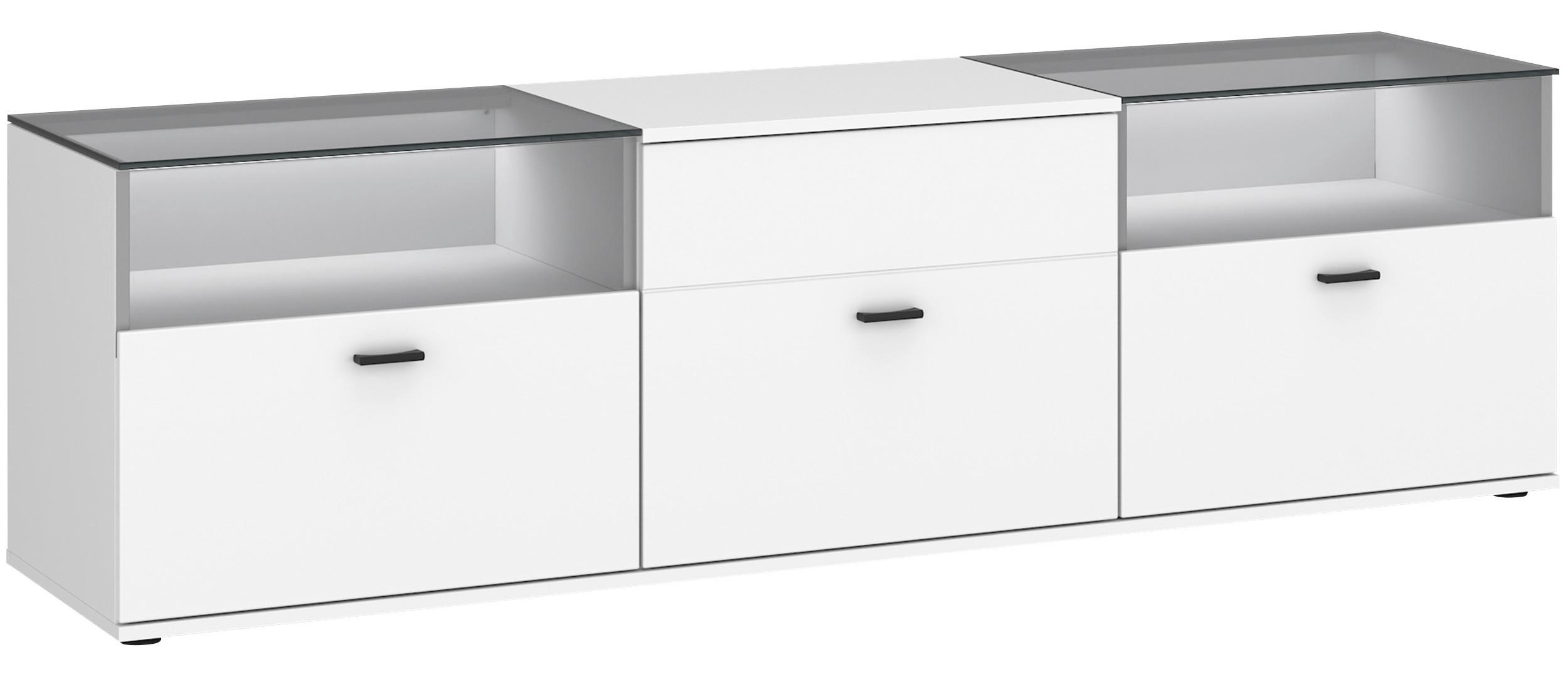 TV-Element Rion Weiß B: 180 cm - Weiß, MODERN, Glas/Holzwerkstoff (180/53/50cm)