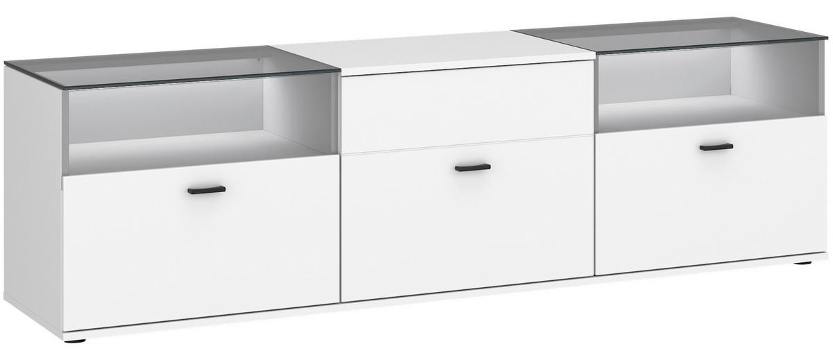 TV-Element Rion Weiß B: 180 cm - Weiß, MODERN, Glas/Holzwerkstoff (180/53/50cm)