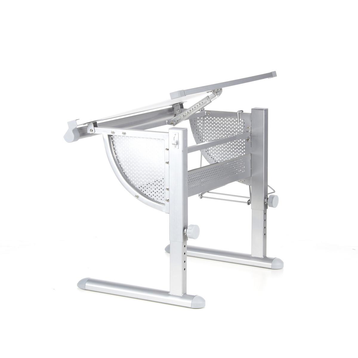 Jugendschreibtisch Belia Weiß - Silberfarben/Weiß, Basics, Holzwerkstoff/Kunststoff (50/80/56-80cm) - MID.YOU