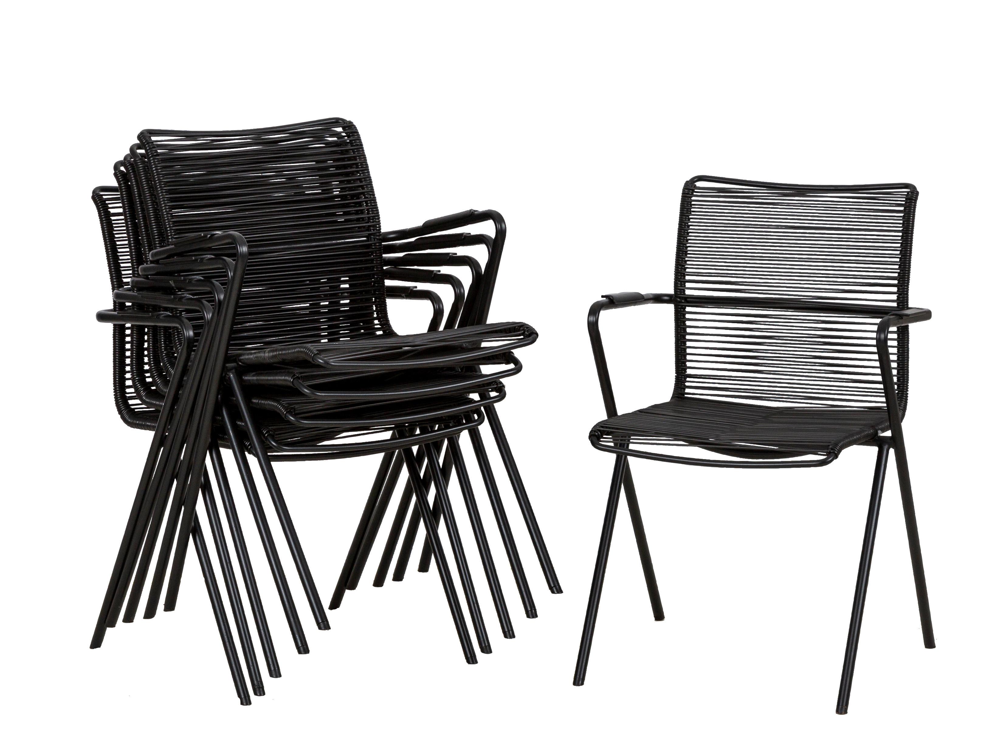 Gartensessel-set 6-tlg. Stapelbar Alpha Rope Aluminium - Anthrazit/Schwarz, Basics, Kunststoff/Metall (55/57/83cm) - Acamp