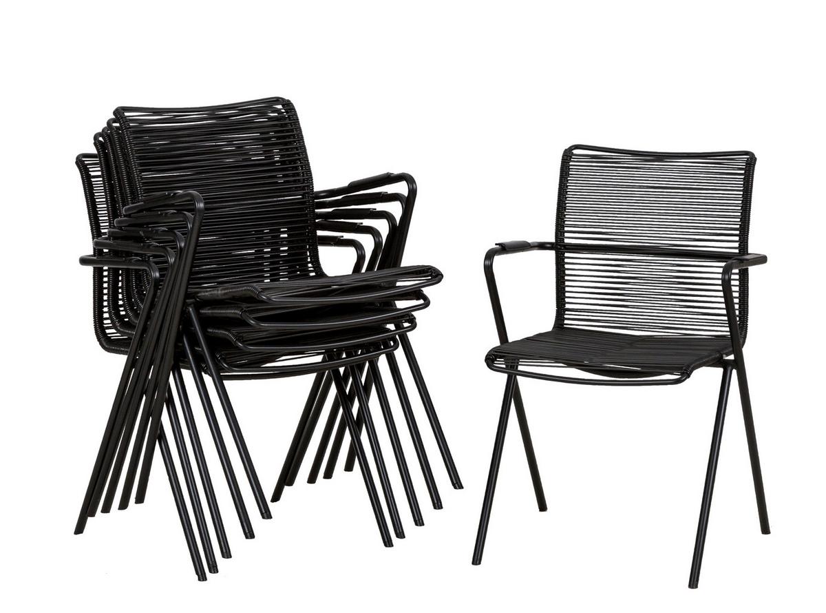 Gartensessel-set 6-tlg. Stapelbar Alpha Rope Aluminium - Anthrazit/Schwarz, Basics, Kunststoff/Metall (55/57/83cm) - Acamp