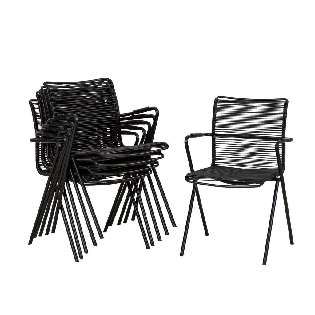 Gartensessel-set 6-tlg. Stapelbar Alpha Rope Aluminium