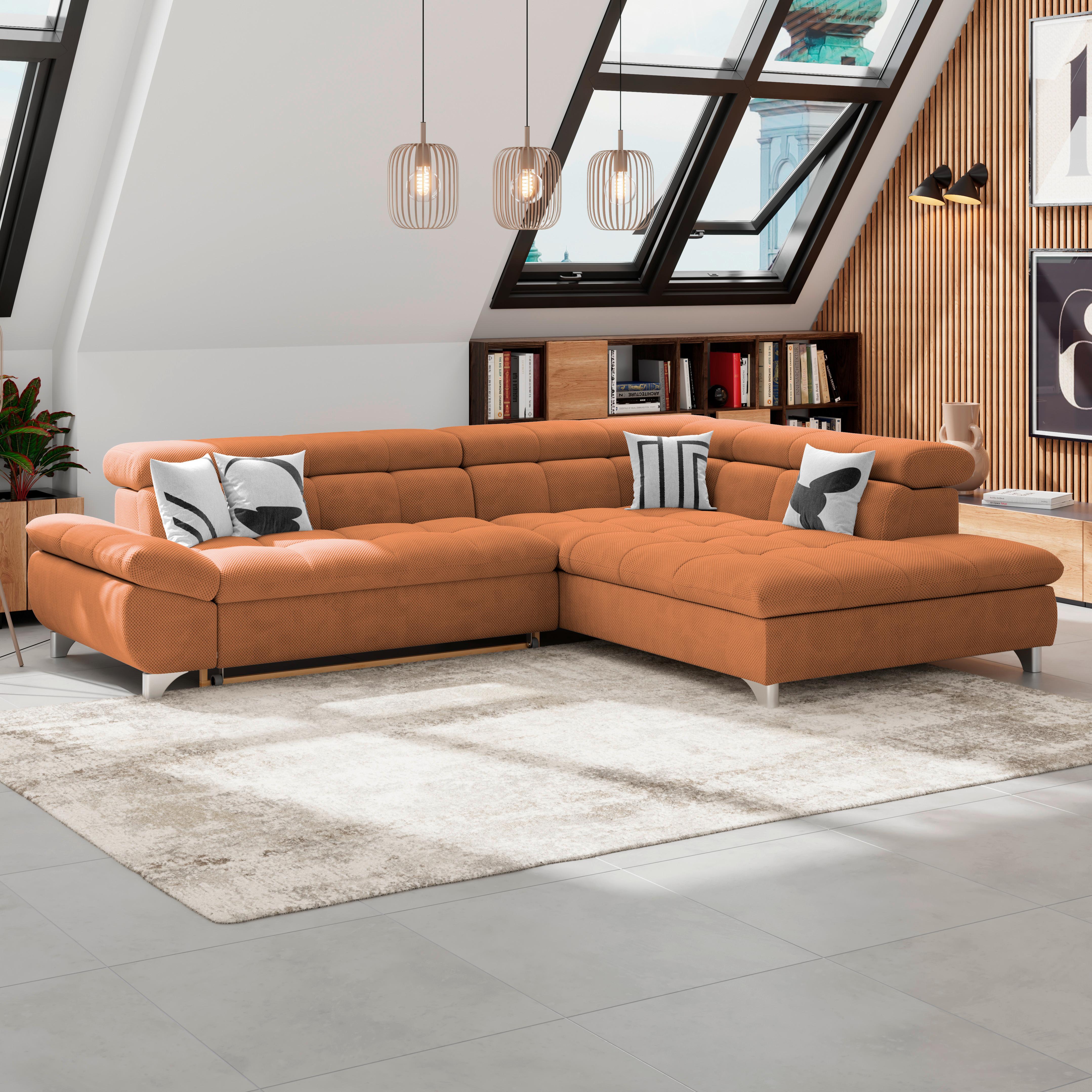 Ecksofa Gemini Terracotta, B: 312cm - Chromfarben/Terracotta, KONVENTIONELL, Textil (312/234cm)