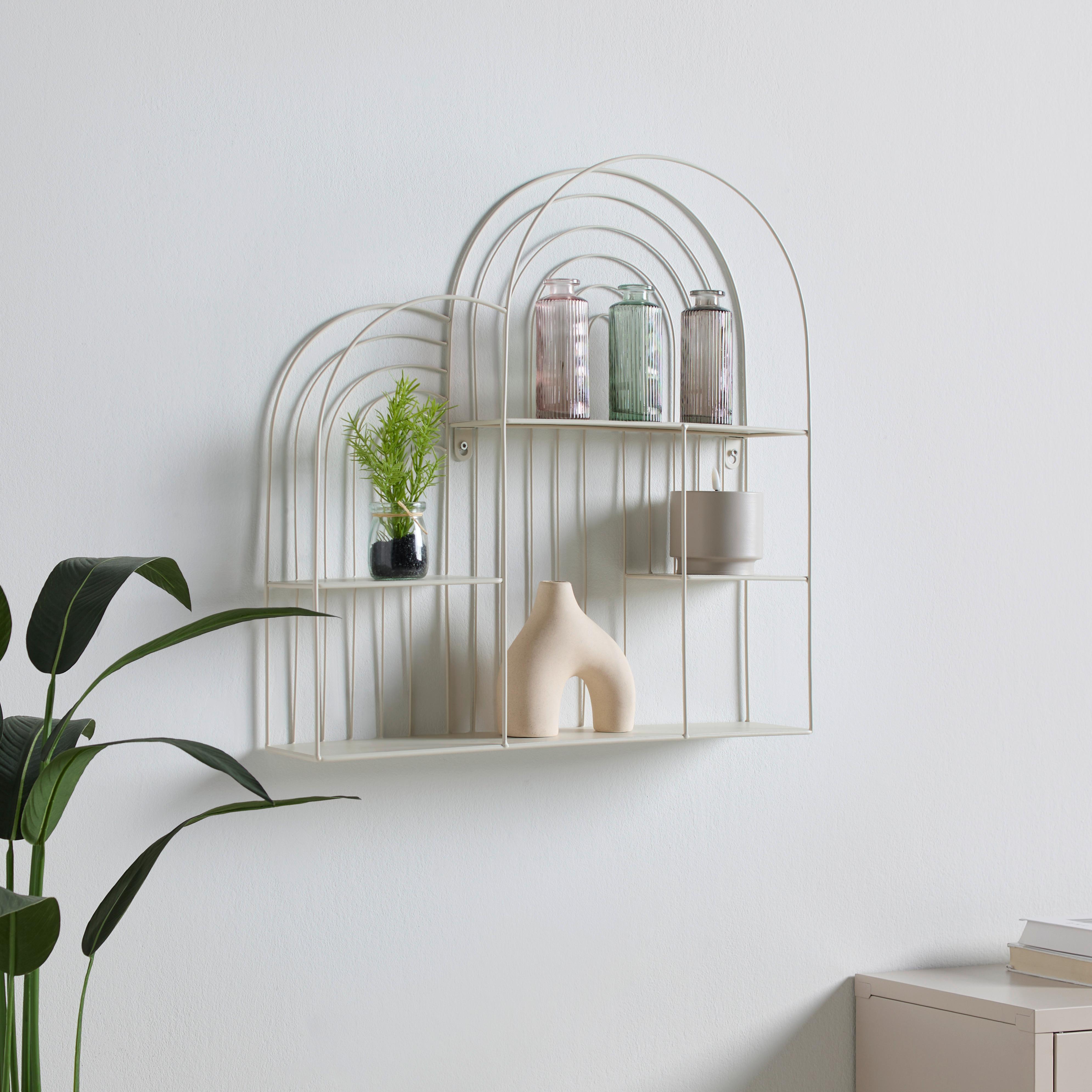 NÁSTĚNNÝ REGÁL IVY - pískové barvy, Moderní, kov (54/55/11cm) - Mömax