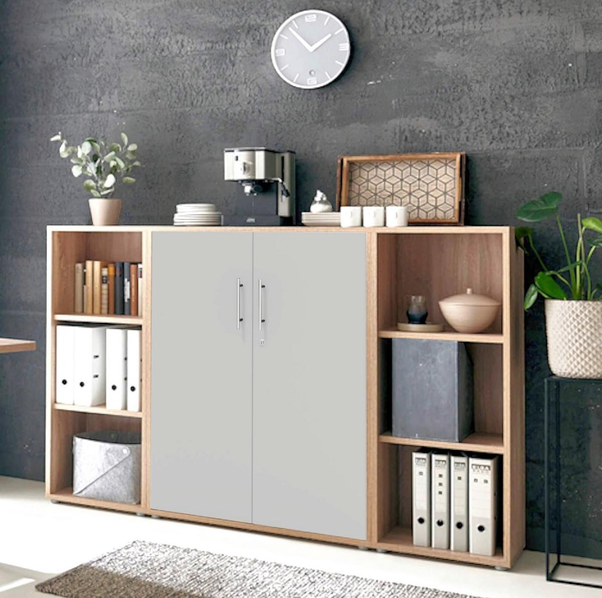 AKTENSCHRANK OFFICE EDITION - SW SET 2 - Hellgrau/Grau, MODERN, Holzwerkstoff (172,6/113,6/33cm) - MID.YOU