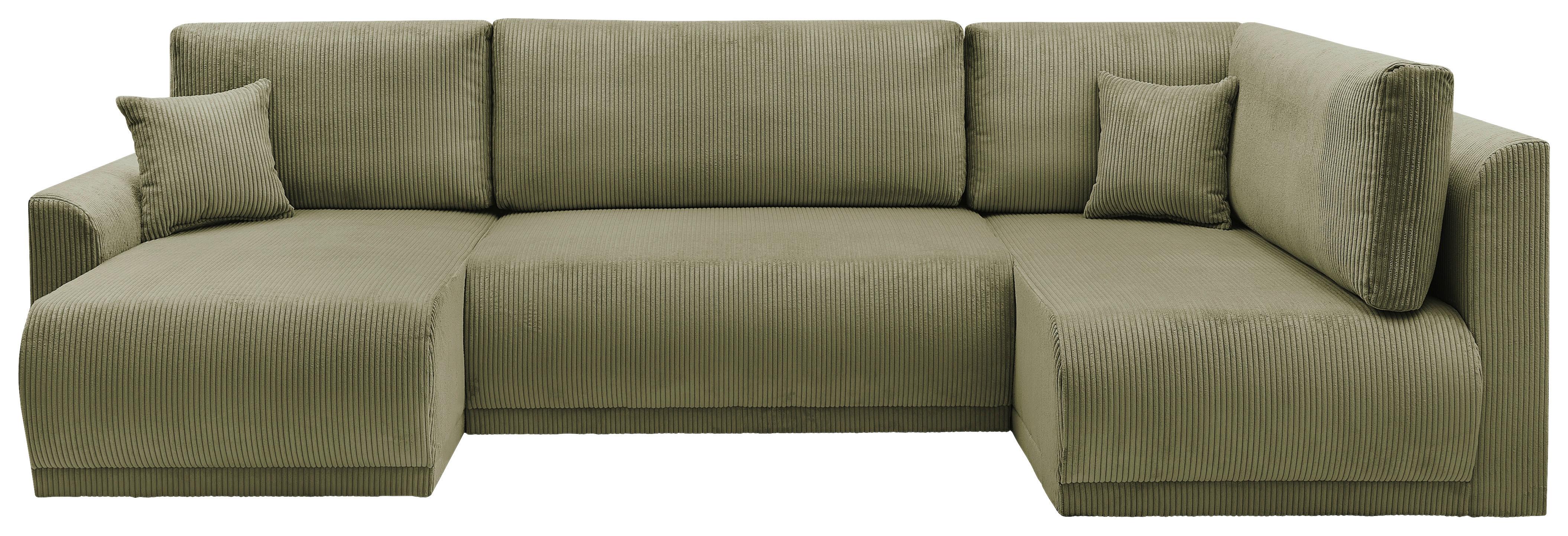 Rohová sedačka KIM U, obojstr., olivovozel.menčester - olivovozelená, Modern, drevo (146/313/160cm)
