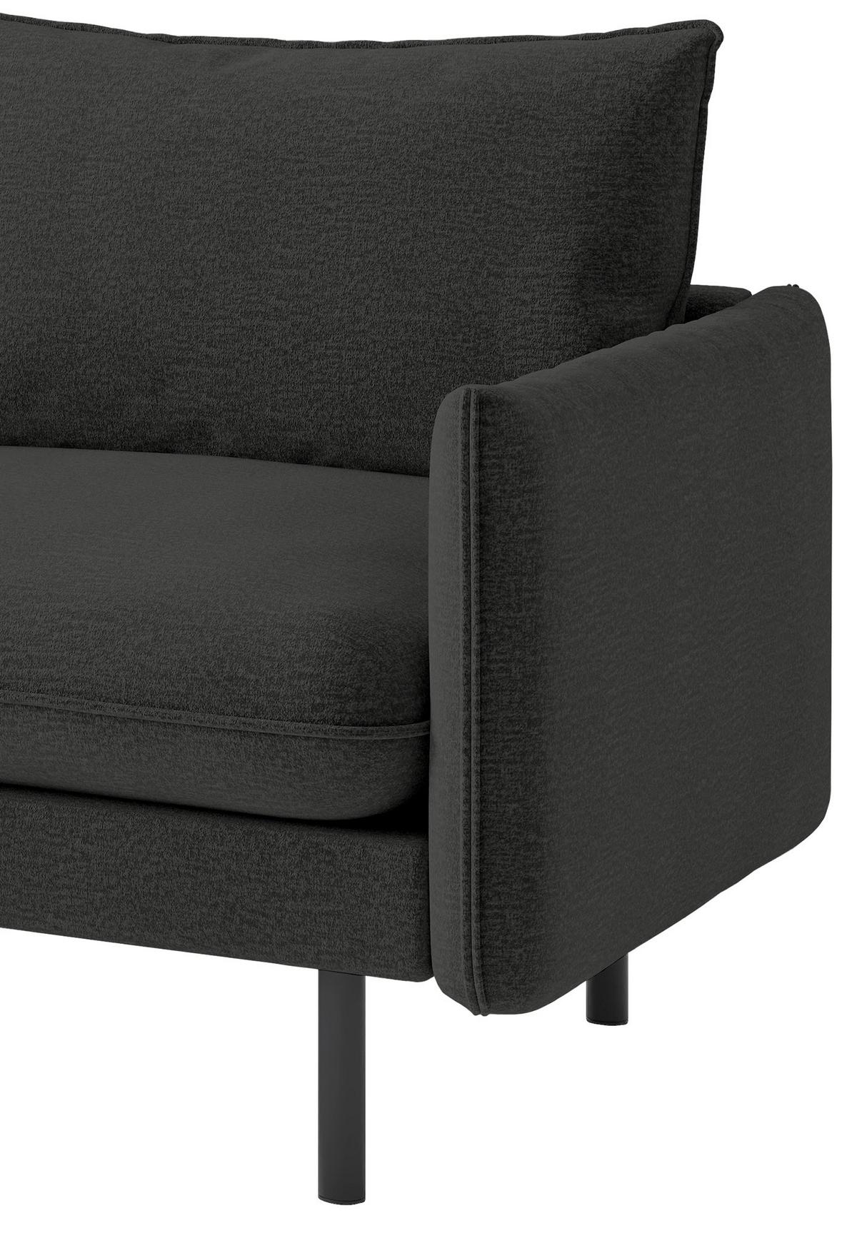 Ecksofa Samos Dunkelgrau S: 204x267 cm - Dunkelgrau/Schwarz, Design, Textil (204/267cm) - Livetastic