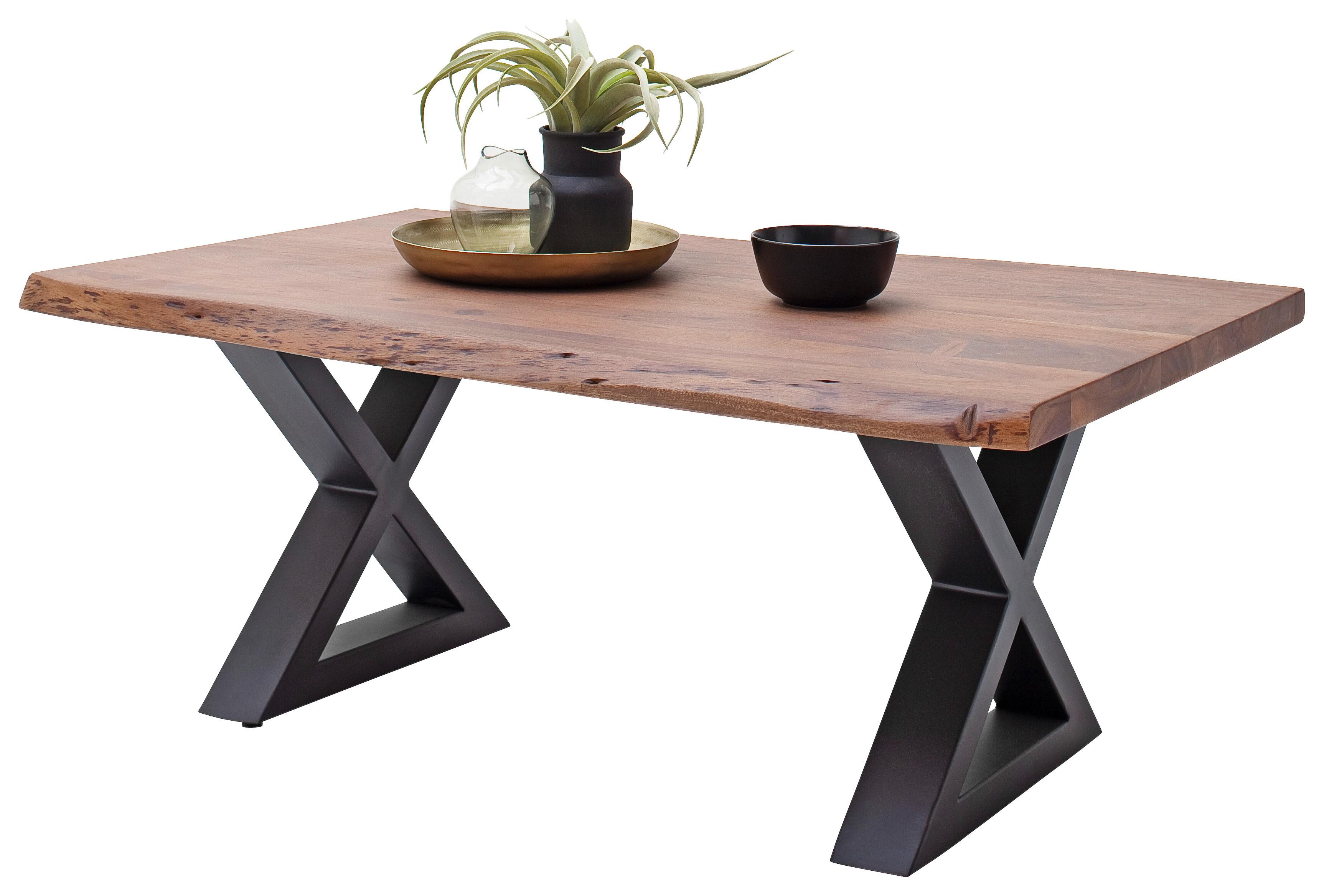 Couchtisch Holz Massiv Cartagena Walnuss/anthrazit - Anthrazit/Walnussfarben, MODERN, Holz/Metall (110/45/70cm)