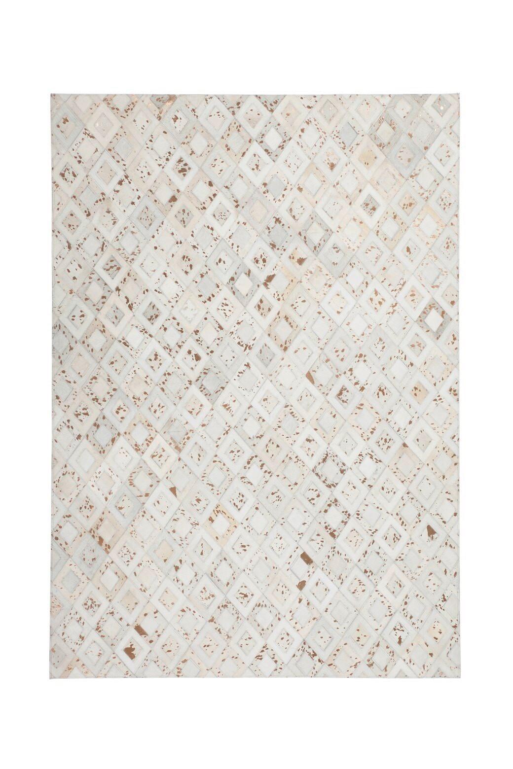 Flachwebteppich, 80x150 cm SPARK 110 ELFENBEIN/CH 80X150 - Chromfarben/Beige, Design, Leder (80/150cm) - Novel
