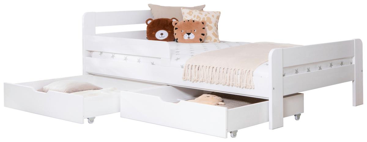 Bett Bennet Weiß inkl. Zubehör,120x200 cm - Weiß/Naturfarben, MODERN, Holz/Textil (120/200cm) - MID.YOU