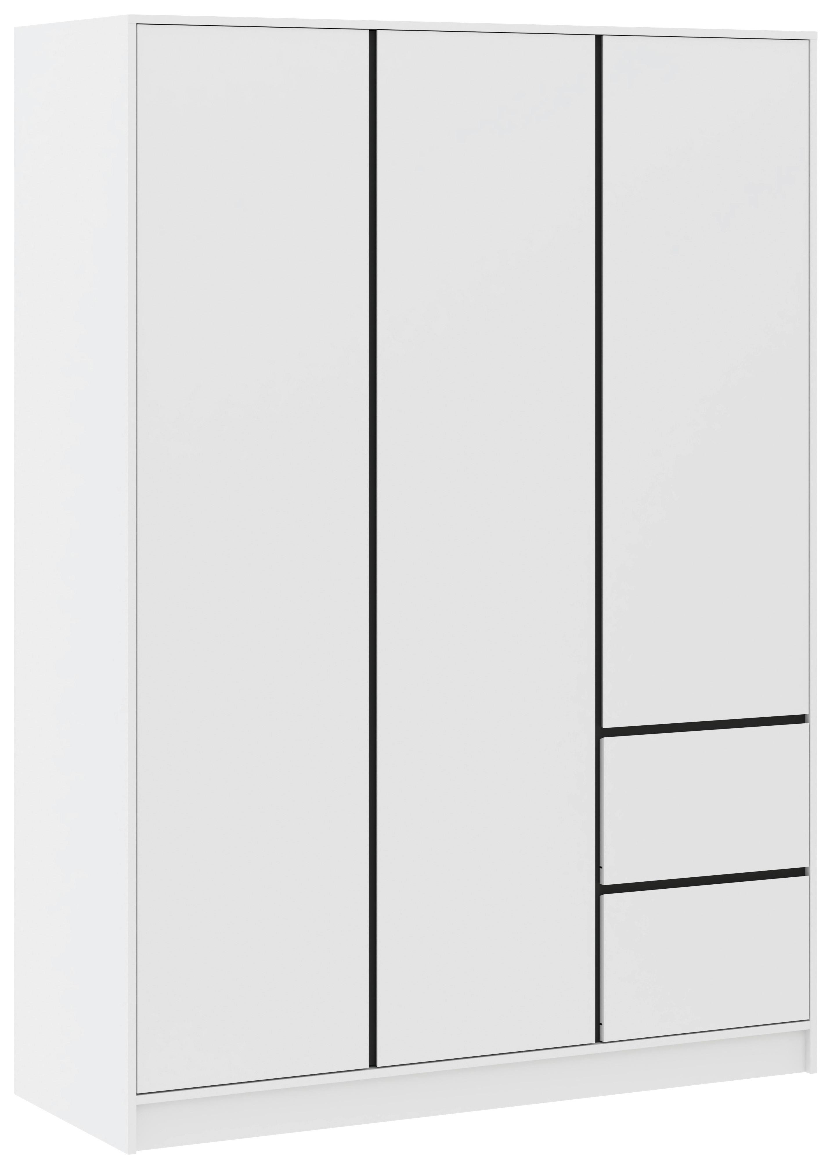 Drehtürenschrank 146,8cm Basit Weiß Dekor - Weiß, KONVENTIONELL, Holzwerkstoff (146,8/205,5/56,6cm)