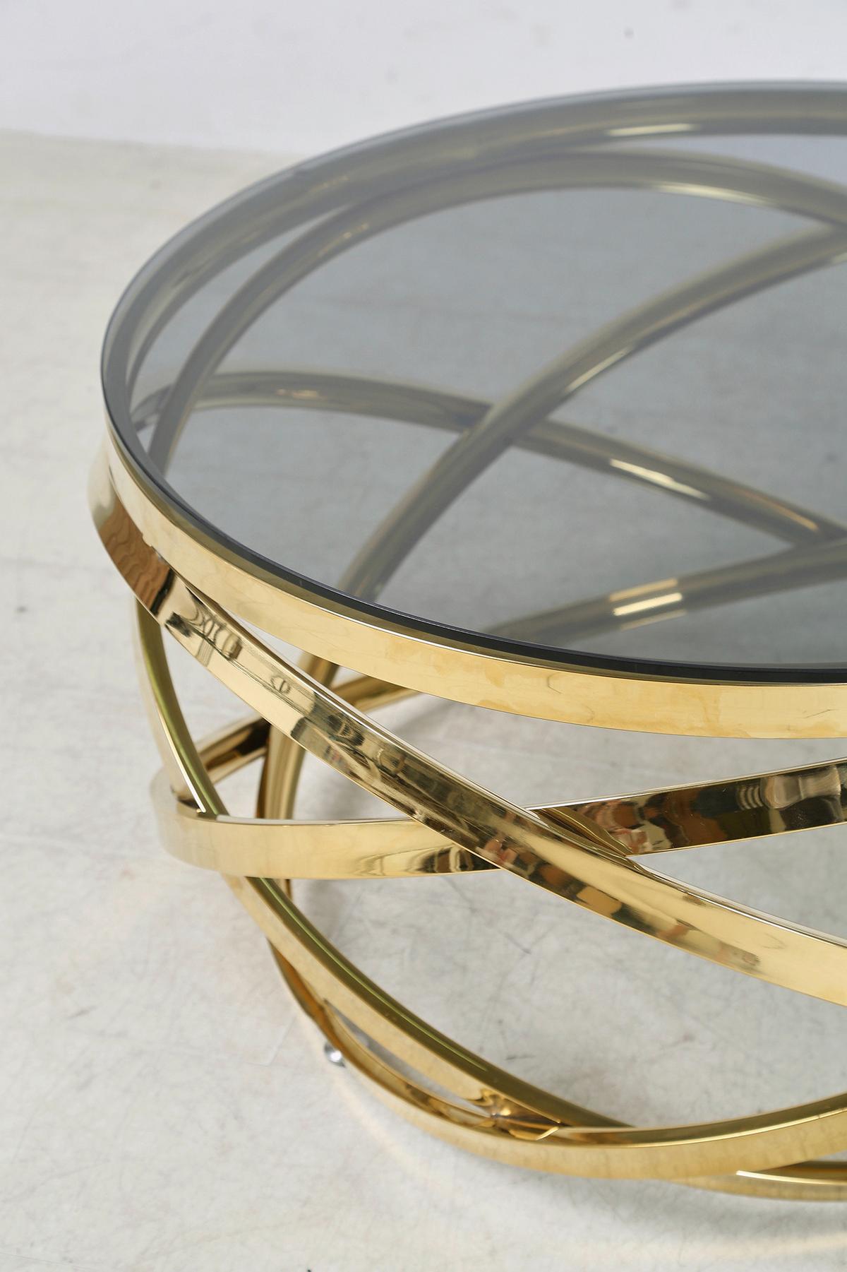 Couchtisch Grau, Goldfarben L: 80 Cm - Goldfarben/Grau, Design, Glas/Metall (80/80/42cm) - Livetastic