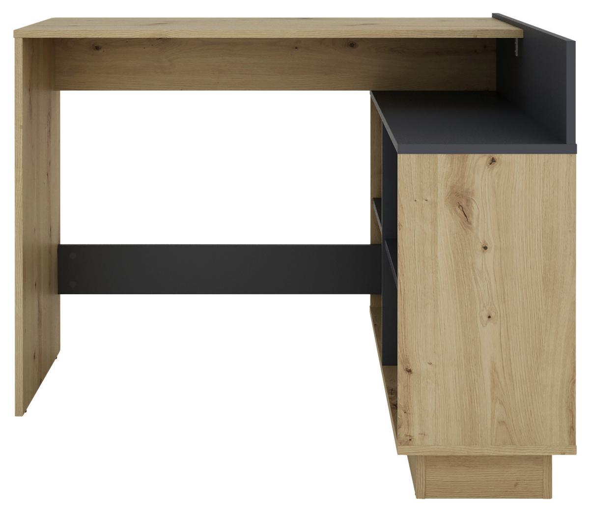 Eckschreibtisch Berni - Graphitfarben/Eiche Artisan, MODERN, Holzwerkstoff (102/80/77,5cm) - MID.YOU