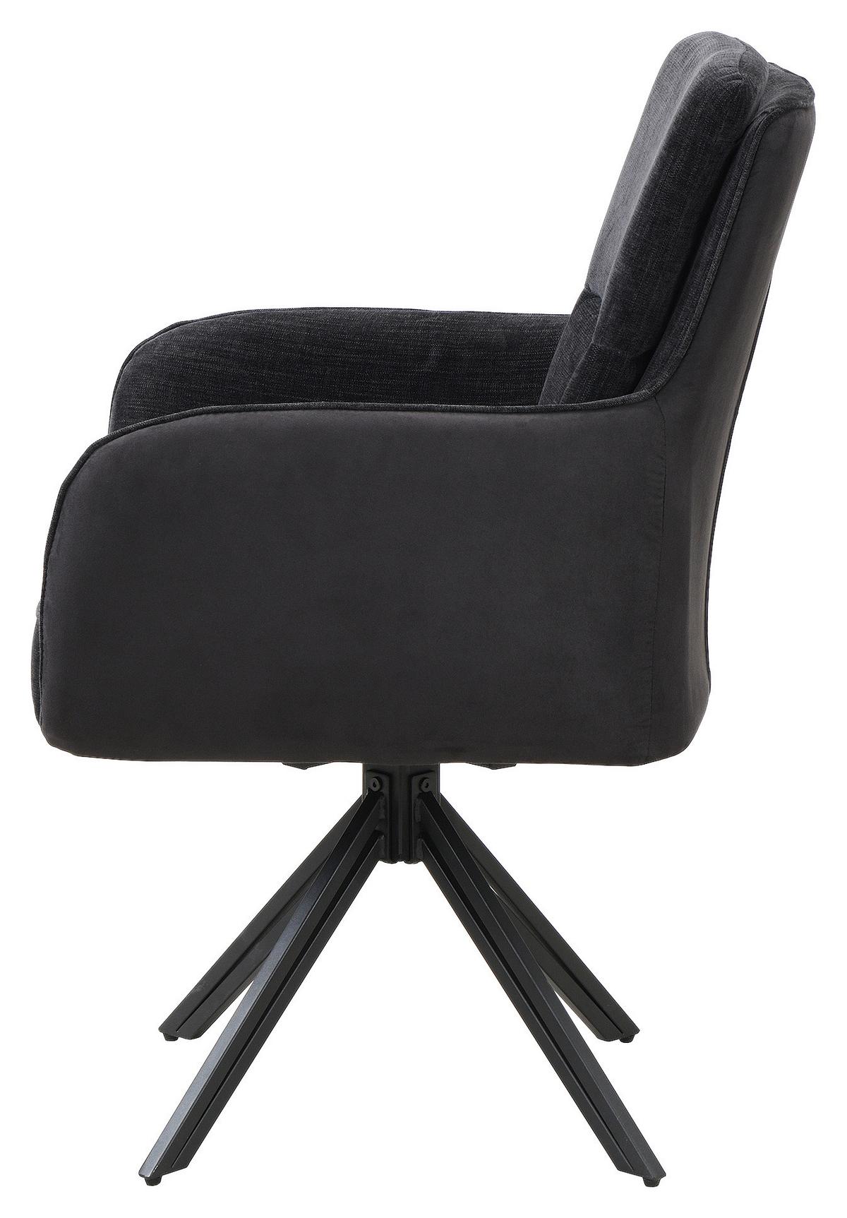 Stuhl-Set Tino - Schwarz, MODERN, Textil/Metall (62/94/70cm) - MID.YOU