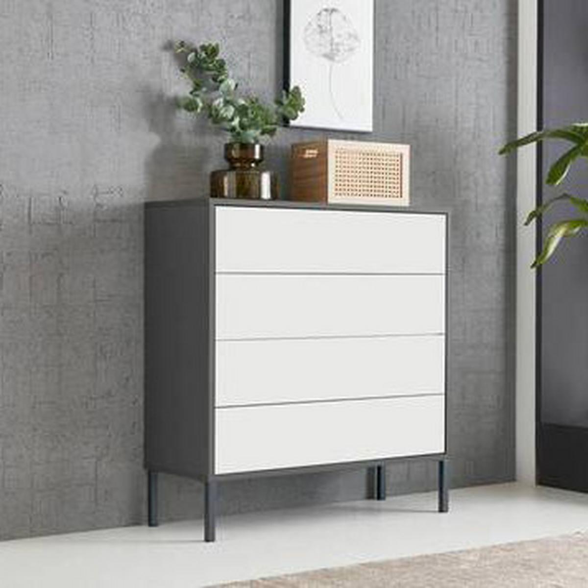 Kommode 79 cm Mailand Typ 3 + Mf, Anthrazit - Anthrazit/Weiß, MODERN, Holzwerkstoff (79/86/33cm) - MID.YOU