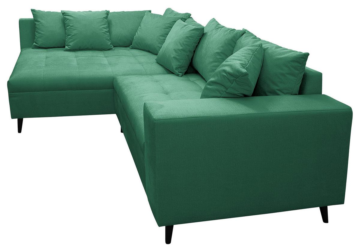 Ecksofa Pruno, Grün S: 174x247 Cm - Schwarz/Grün, Design, Textil (174/247cm) - MID.YOU