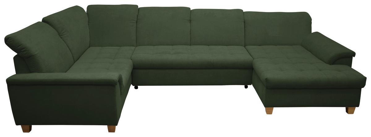 Wohnlandschaft Franzi Kopfteil Verstellbar Grün - Eichefarben/Grün, KONVENTIONELL, Textil (214/352/170cm) - MID.YOU