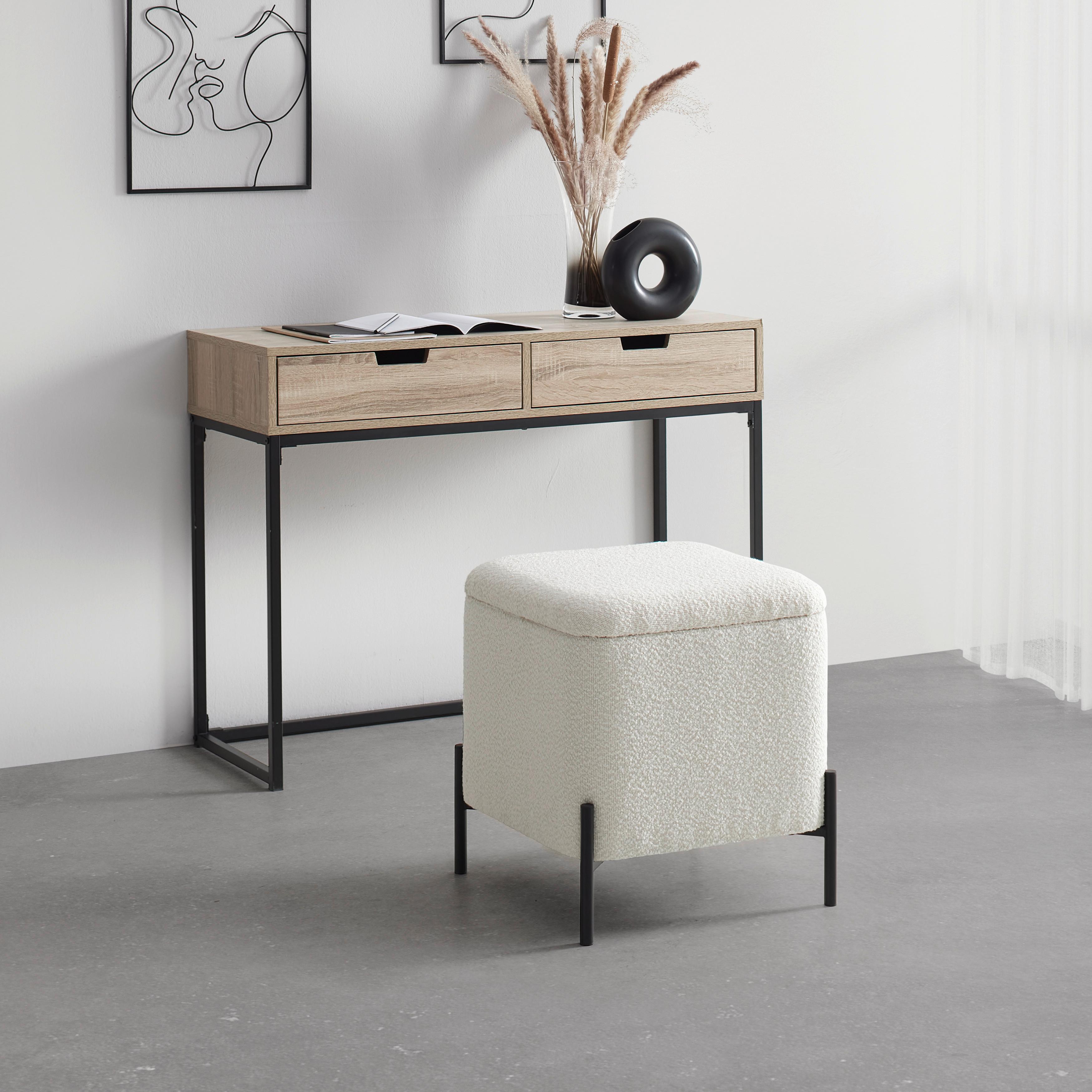 Taburet s úložným priestorom MIXO - čierna/biela, Modern, kov/kompozitné drevo (43cm) - Mömax