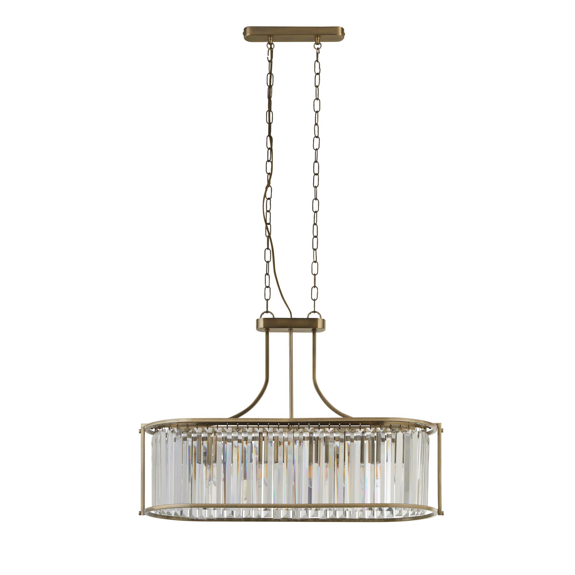 Kristall-Hängeleuchte 8095-5ab - Messingfarben, Design, Glas/Metall (50/30/78cm)