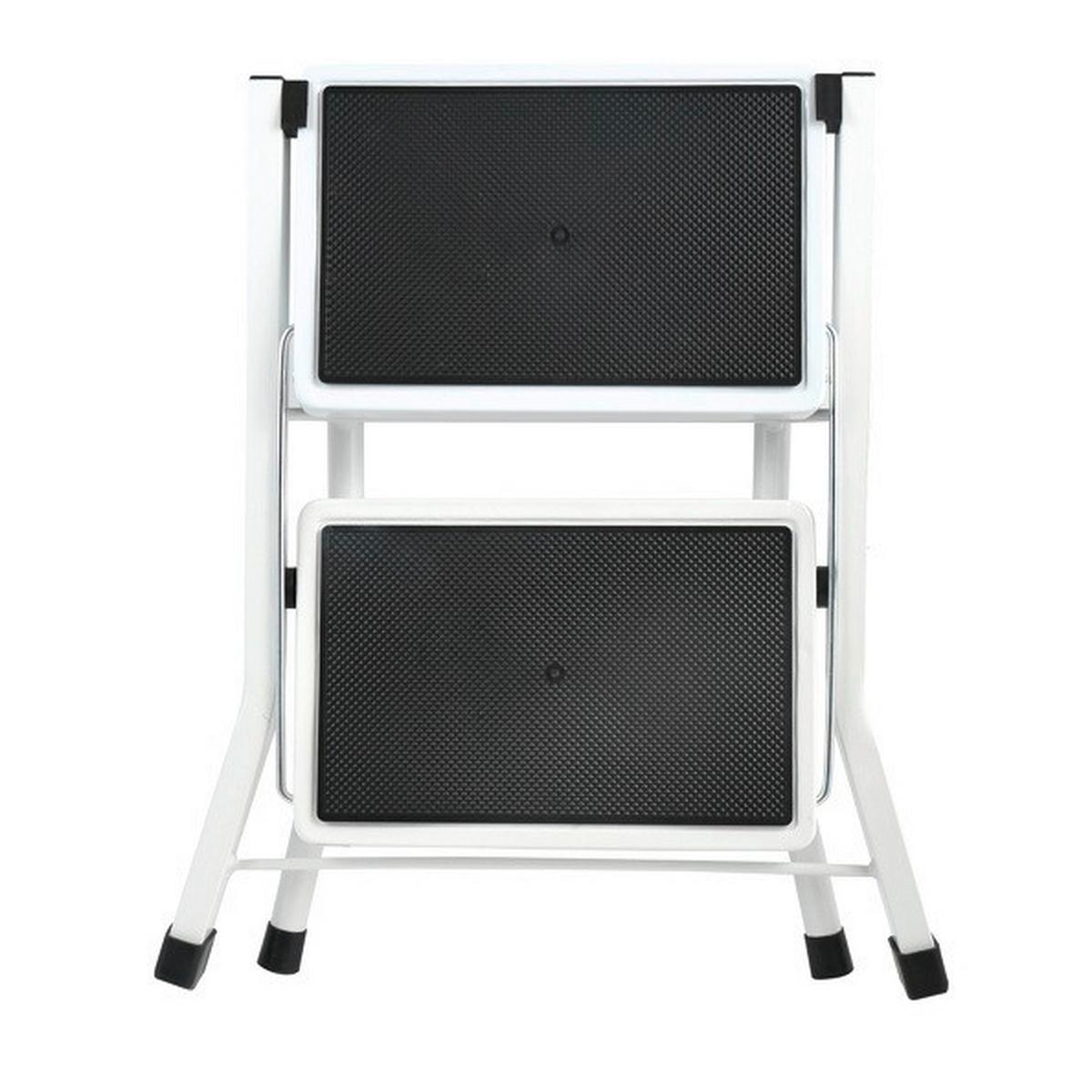 Klapptrittleiter 2 Stufen - Schwarz/Weiß, Basics, Kunststoff/Metall (49,5/48,5/44,5cm) - Spirella