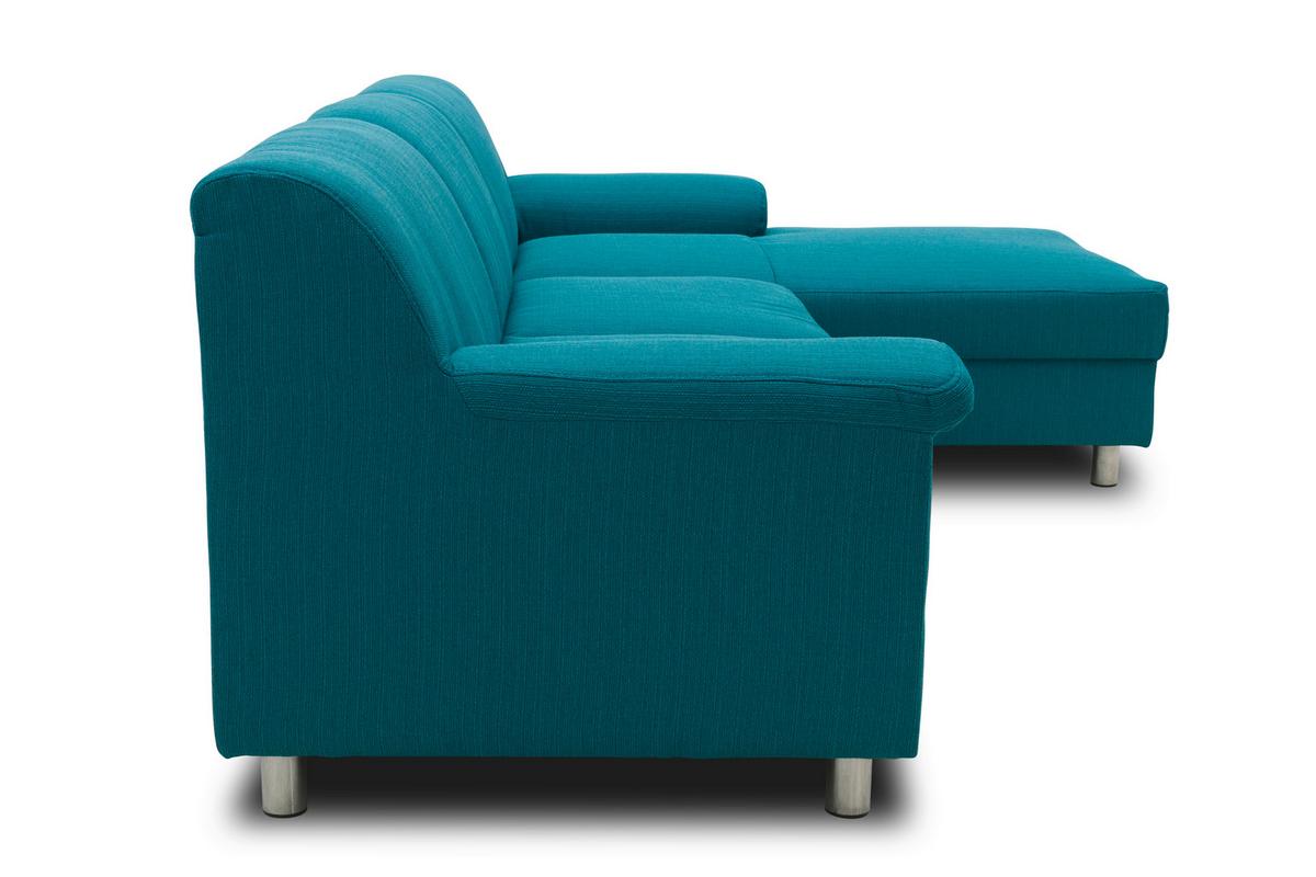 Ecksofa Mit Schlaffunktion Jamie Chromfarben Webstoff - Chromfarben/Petrol, KONVENTIONELL, Textil (252/150cm) - MID.YOU