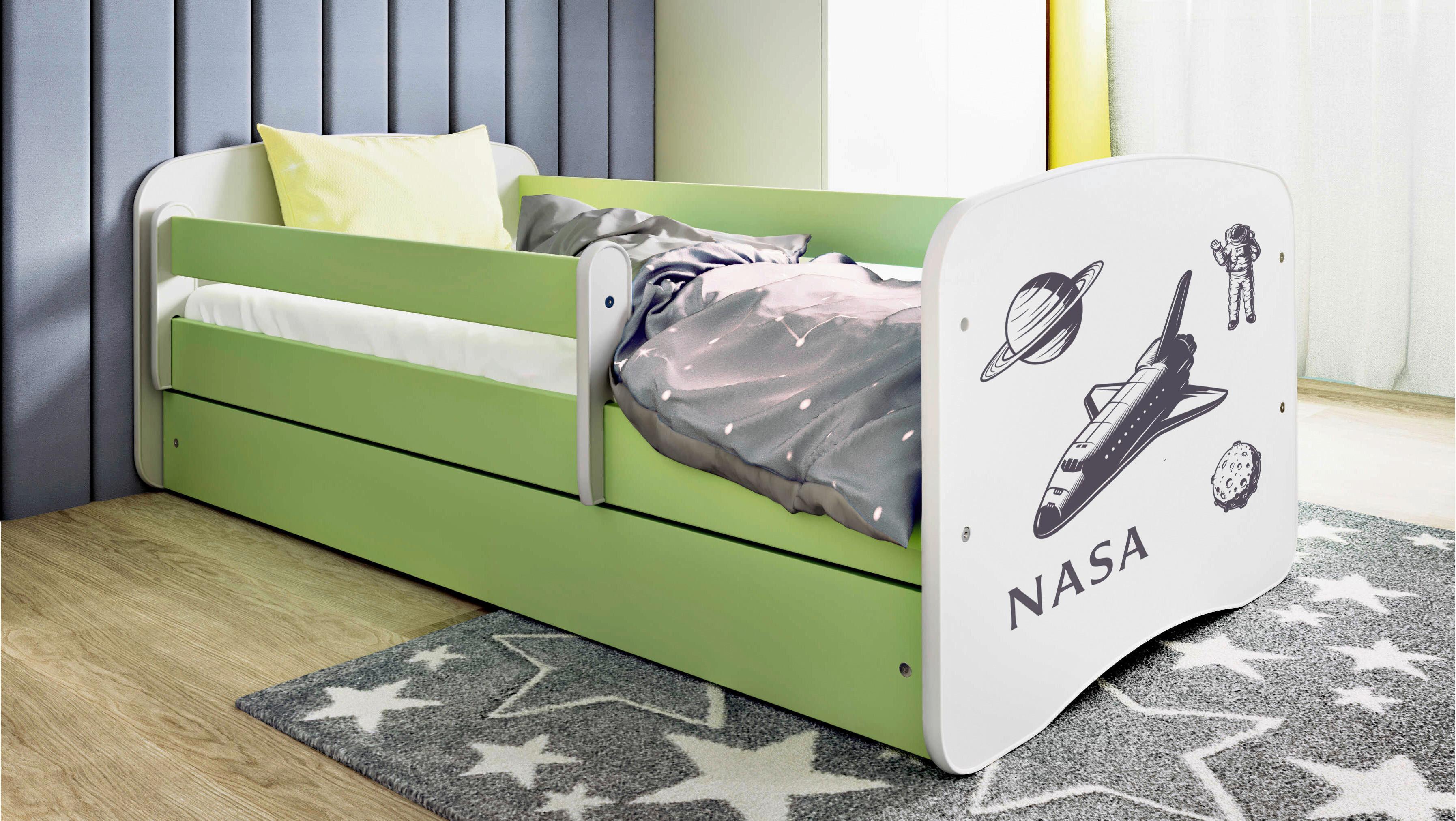 Kinder-/Juniorbett Babydreams Grün/Weiß B: 80cm - Birkefarben/Weiß, MODERN, Holz/Holzwerkstoff (80/160cm) - MID.YOU
