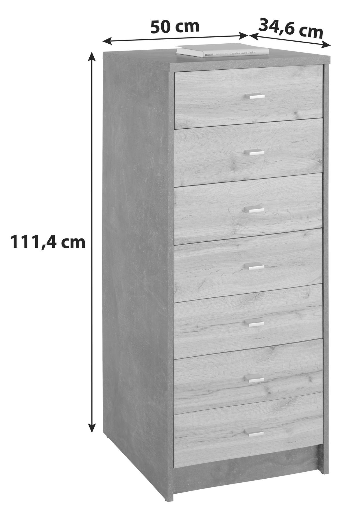 Komód 4-You 50/112 Cm - tölgyfa/szürke, Modern, faalapú anyag (50/111.4/34,6cm)